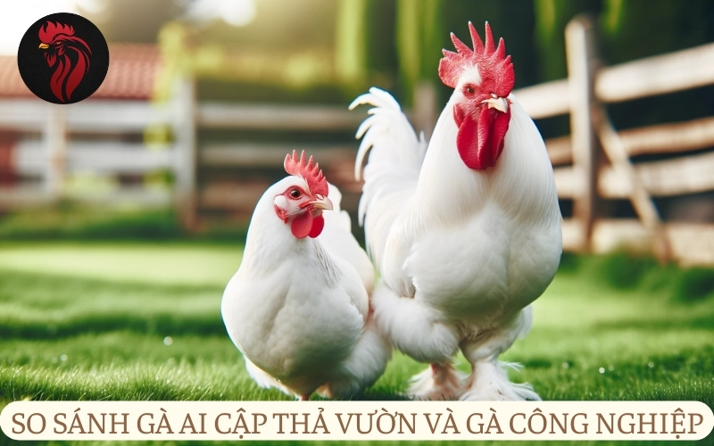 So sánh gà Ai Cập thả vườn và gà Ai Cập công nghiệp.